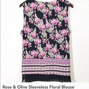 Rose and Olive Flower Top/Blouse Perfect Condition